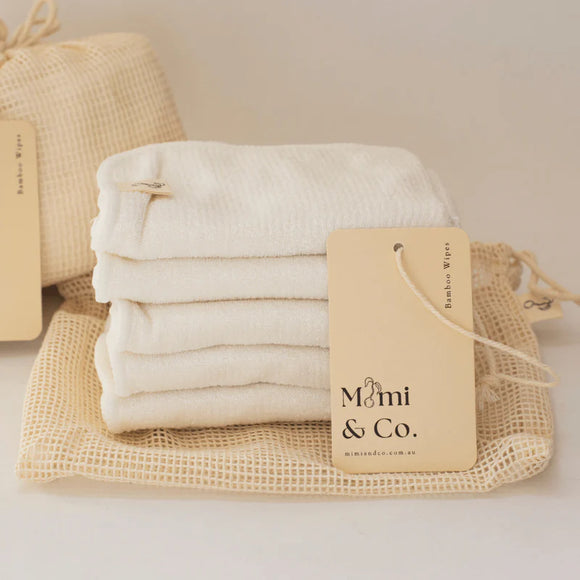 Mimi & Co XL Reusable Bamboo Wipes - 5 Pack